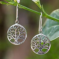 Sterling silver dangle earrings, 'Living Forest' - Silver Tree Earrings from Thailand