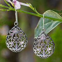 Sterling silver dangle earrings, 'Nature's Inspiration' - Sterling silver dangle earrings
