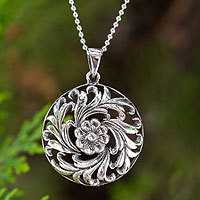 Sterling silver pendant necklace, 'Thai Bouquet' - Sterling silver pendant necklace