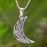Sterling silver pendant necklace, 'Rain Forest Moon' - Sterling Silver Pendant Necklace