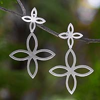 Sterling silver dangle earrings, 'Thai Starlight' - Sterling silver dangle earrings