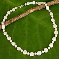 Cultured pearl strand necklace, 'White Lily' - Cultured pearl strand necklace