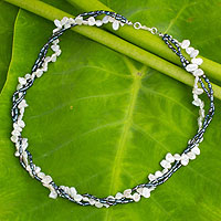 Cultured pearl strand necklace, 'Sweet Contrast' - Cultured pearl strand necklace