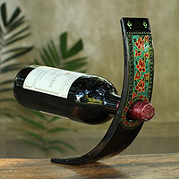 Lacquered wood wine bottle holder Thai Elegance Thailand