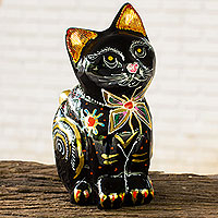 Lacquered wood figurine Lovely Thai Cat Thailand