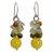 Tiger's eye and prehnite cluster earrings, 'Sweet Sunshine' - Tiger's Eye Carnelian Quartz Cluster Earrings (image 2a) thumbail