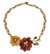 Carnelian flower necklace, 'Ginger Blossoms' - Carnelian and Quartz Handmade Floral Necklace thumbail