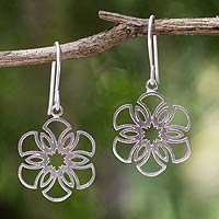 Sterling silver dangle earrings, 'Frozen Snowflakes' - Women's Sterling Silver Earrings Artisan Jewelry