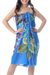 Cotton batik sarong, 'Tropical Enchantment' - Blue Floral Cotton Batik Sarong thumbail