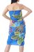 Cotton batik sarong, 'Tropical Enchantment' - Blue Floral Cotton Batik Sarong (image 2b) thumbail
