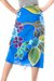 Cotton batik sarong, 'Tropical Enchantment' - Blue Floral Cotton Batik Sarong (image 2d) thumbail