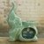 Celadon oil warmer, 'Yogic Elephant' - Celadon oil warmer thumbail