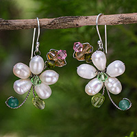 Pearl flower earrings Frangipani Glam Thailand
