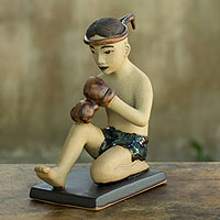 Ceramic figurine Muay Thai Greeting II Thailand