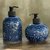 Celadon ceramic soap dispensers, 'Sapphire Floral' (pair) - Blue Celadon Ceramic Liquid Soap Dispensers (Pair) thumbail