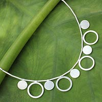 Sterling silver pendant necklace, 'Magical Moons' - Fair Trade Sterling Silver Necklace Thai Jewelry