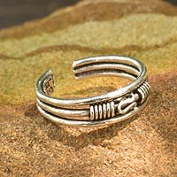 Sterling silver toe ring, 'Origins' - Toe Ring in Sterling Silver Thai Artisan Jewelry