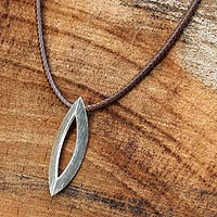 Sterling silver pendant necklace, 'Marquise Touch' - Handmade Thai Silver Pendant Necklace