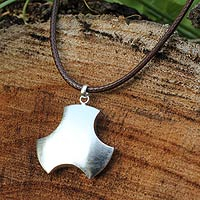 Sterling silver pendant necklace, 'Free Wheel' - Modern Hand Crafted Brushed Silver Pendant Necklace