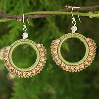 Labradorite and aventurine dangle earrings,