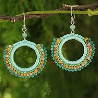 Jasper and amazonite dangle earrings,