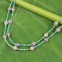 Gold accent labradorite beaded necklace,