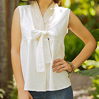 Cotton blouse Relax in White Thailand