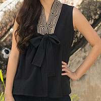 Cotton blouse Relax in Black Thailand