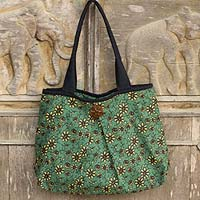 Cotton shoulder bag Green Thai Garden Thailand