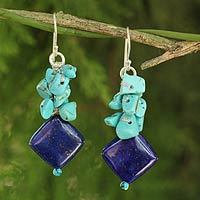 Lapis lazuli beaded earrings,