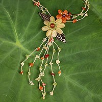Carnelian and citrine flower necklace,