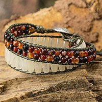 Quartz and agate wrap bracelet,