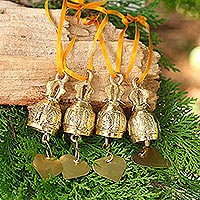 Brass ornaments Buddhist Bells set of 4 Thailand