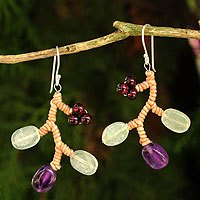 Amethyst and aventurine beaded earrings,