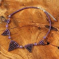 Amethyst and garnet pendant necklace,