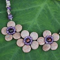 Amethyst and jasper flower necklace,