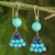Lapis lazuli dangle earrings, 'Pretty Pyramid' - Hand Crafted Thai Lapis Lazuli and Calcite Dangle Earrings (image 2) thumbail