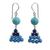 Lapis lazuli dangle earrings, 'Pretty Pyramid' - Hand Crafted Thai Lapis Lazuli and Calcite Dangle Earrings thumbail