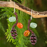 Garnet and carnelian dangle earrings,