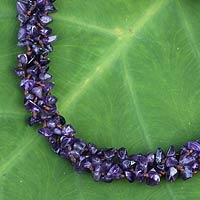 Amethyst beaded necklace, Lilac Flow