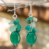 Quartz and amazonite cluster earrings,