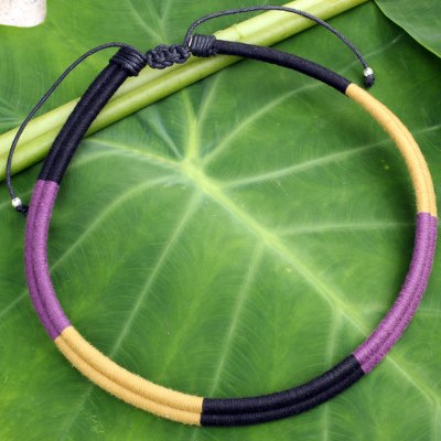 Cotton collar necklace, 'Bold Trends' - Artisan Crafted Cotton Necklace Collar