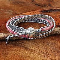 Rhodonite wrap bracelet,