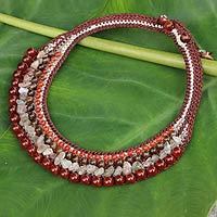 Carnelian and chalcedony choker,