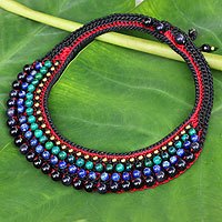 Lapis lazuli and brass beaded choker,