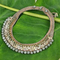 Rutile quartz and labradorite choker,