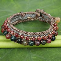 Jasper and labradorite wristband bracelet,