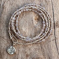 Chalcedony wrap bracelet,