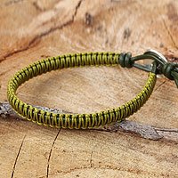 Leather and silver wristband bracelet,