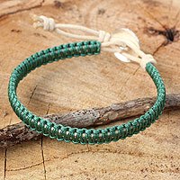 Leather and silver wristband bracelet,